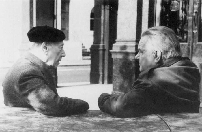 Lorenss Darels un Freds Pērls pie bāra Pasaules gals